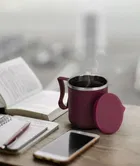 Stainless Steel Coffe Mug, Maroon, Pack of 2 