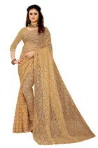 Net Solid Saree for Women 