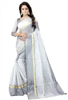 Polycotton Striped Saree for Women 