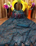 Net Solid Saree for Women 