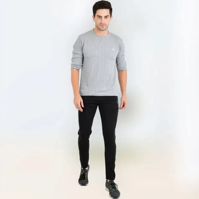 Lycra Nylon Logo Printed Track Pant for Men (Black, L)