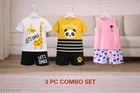 Hosiery Cotton Printed Clothing Set for Kids, Multicolor, Pack of 3 