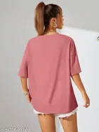Cotton Blend Printed T-shirt for Women, Peach 