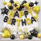 Happy Birthday Balloon Decoration Kit ,Golden & Black, Set Of 1