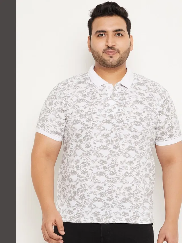 Printed Polo T-shirt for Men (White, 4XL)
