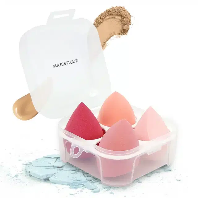 Majestique Mushy Professional Makeup Blender Beauty Sponge Egg Case (Pack Of 4, Multicolor) (BB-10)