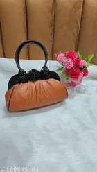 PU Handbag for Women (Tan & Black)