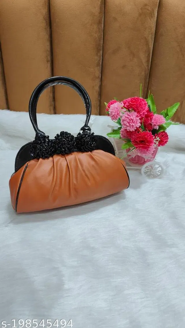 PU Handbag for Women (Tan & Black)