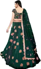 Net Embroidered Semi Stitched Lehenga for Girls 