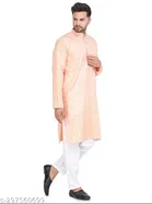 Cotton Blend Checked Kurta with Pyjama for Men 