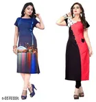 Crepe Printed Kurti for Women 