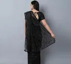 Net Solid Saree for Women 