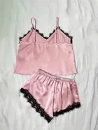 Satin Solid Nightsuit Set for Women 