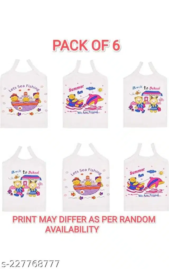Cotton Vest for Kids (White, 3-4 Years) (Pack of 6)