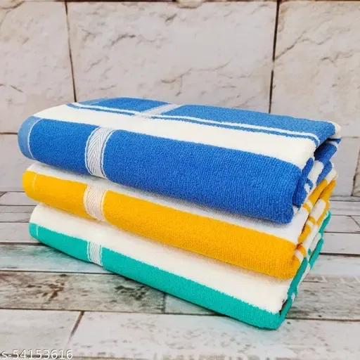 Cotton Bolls Bath & Beach Towels (Pack Of 3)