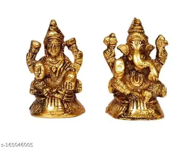 Laxmiji & Ganeshji Idol (Brass, Set of 1)