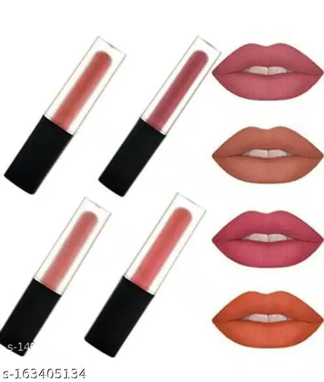 Waterproof Liquid Matte Lipsticks (Nude, Pack of 4)