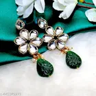Premium Quality Green Kundan Chokar Necklace Set, White