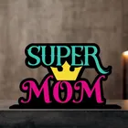 Super Mom Decorative Motivational Desktop Showpiece (Multicolor)