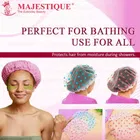 Majestique Shower Cap for Women with Long Handle Bath Loofah 