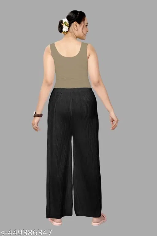 Palazzo Pants for Women (Black, M)