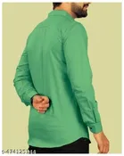 Cotton Blend Solid Shirt for Men, Sea Green 