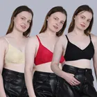 Cotton Non-Padded Bra for Women, Multicolour, Pack of 3 
