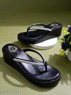 Shoetopia Black Wedge Sandals IND-3