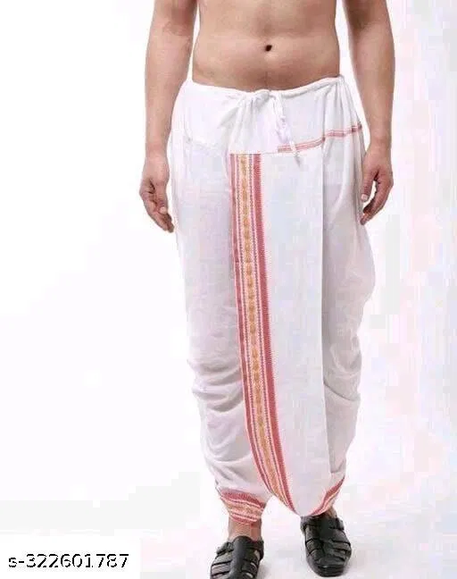 Dhoti for Men (White, Free Size)