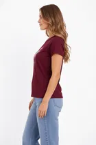 Cotton Blend Printed T-shirt for Men, Maroon 