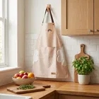Waterproof Kitchen Apron with Side Towel Panels Biege
