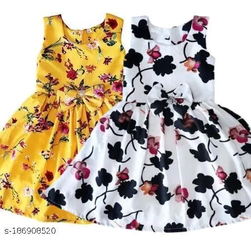 Party Dress for Girls (Yellow, 2-3 Years)