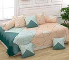 Sarangi Geometry Diwan Set with 1 Single Bedsheet, 5 Cushion Cover and 2 Bolster Cover Multicolor 150x225cm