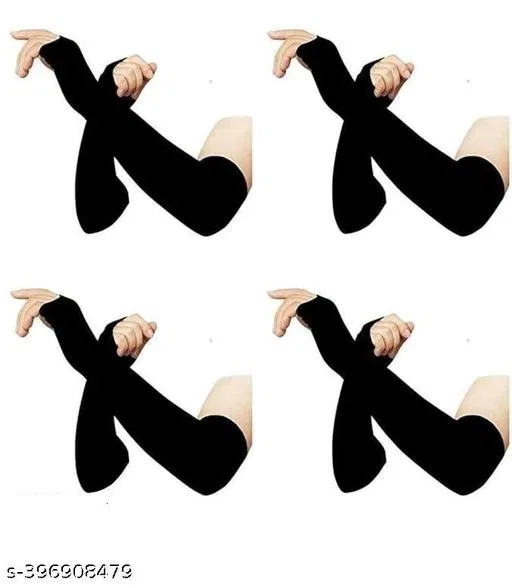Nylon Gloves for Women, Black, Pack of 4
