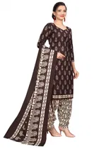Cotton Blend Floral Kurti with Pant & Dupatta for Women 