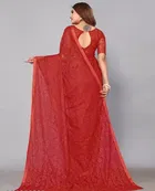 Net Solid Saree for Women 