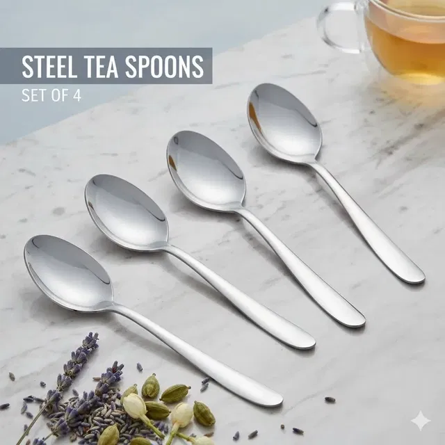 Stainless Steel Tea Spoons, 13 cm each, Set of 4