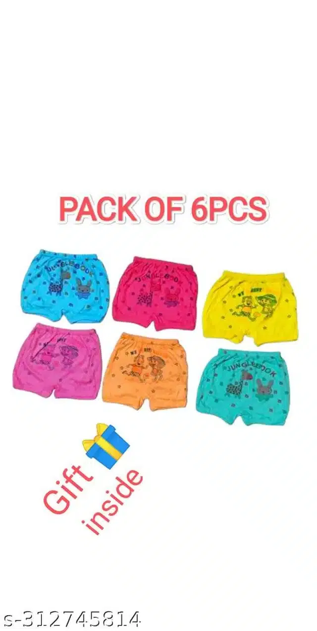 Cotton Innerwear Shorts for Kids (Multicolor, 0-6 Months) (Pack of 6)