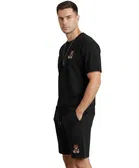 Polyester Printed Co-Ord Set for Men, Black 