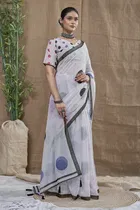 Silk Woven Design Saree for Women, White 