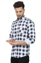 Cotton Blend Chequered Shirt for Men 