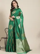 Litchi Silk Zari Woven Saree for Women, Green 
