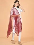 Net Self-Design Dupatta for Women 