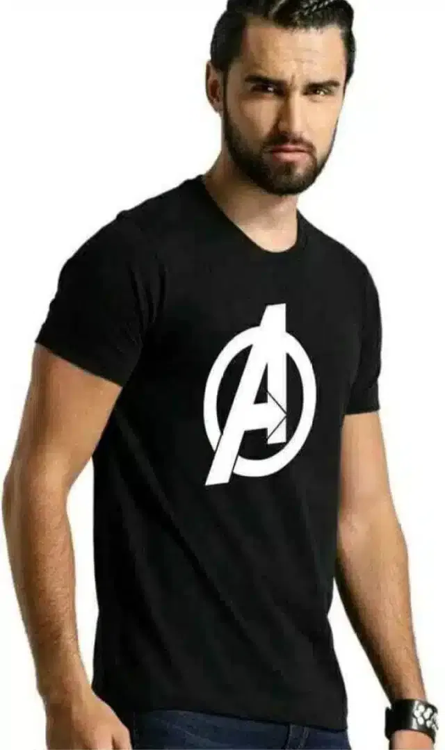 Round Neck T-Shirt for Men (Black, L)