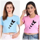 Round Neck Printed Crop T-Shirts for Women & Girls 