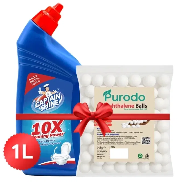 Captain Shine Disinfectant Toilet Cleaner 1 L + Purodo Napthalene Balls 100 g