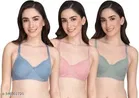 Nylon Bra for Women, Multicolour, Pack of 3 
