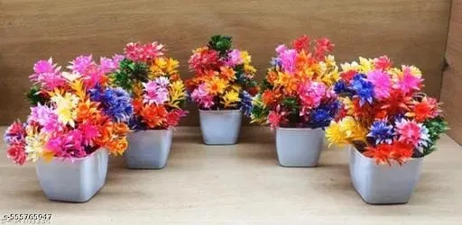 Plastic Artificial Flowers, Multioclor, Pack of 5