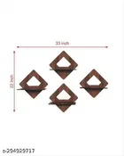Sakarpara Wooden Wall Hanging ,Brown, Pack of 4