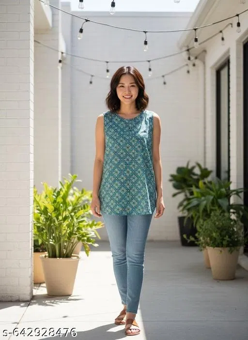 Rayon Tunic for Women (Green, M)